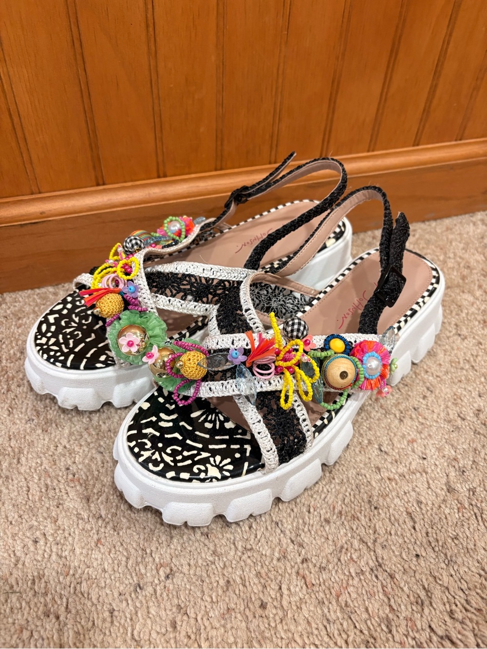 Betsey Johnson Graysen Embellished Platform Lug-Sole Sandal